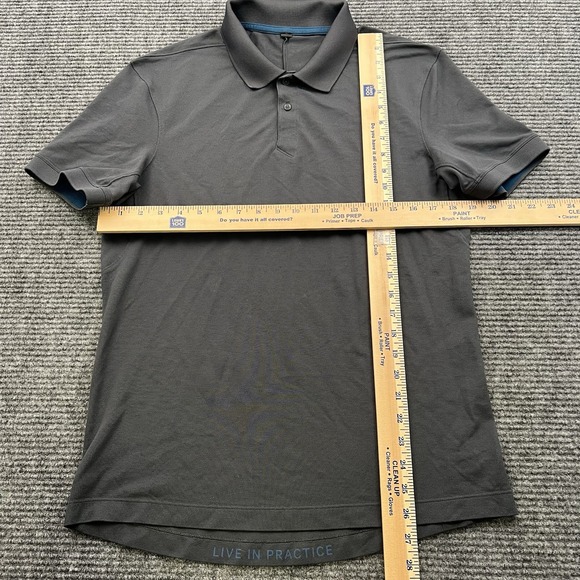 Lululemon Tech Pique Polo‎ Shirt Mens Medium Live In Practice Gray Golf Vents - Picture 4 of 4